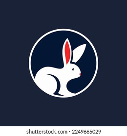 modern rabbit logo in circle shape