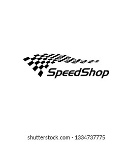 Modern Race Flag Icon Additional Simple Template for automotive logo decal fast speed with high end look