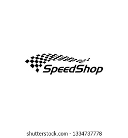 Modern Race Flag Icon Additional Simple Template for automotive logo decal fast speed with high end look