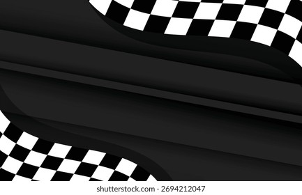 Fondo de carreras moderno con borde de bandera a cuadros