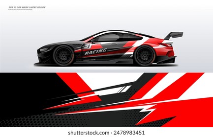 Modern Racing car wrap livery design vector eps 10 decal printable file fit ready print on sedan and hatchback