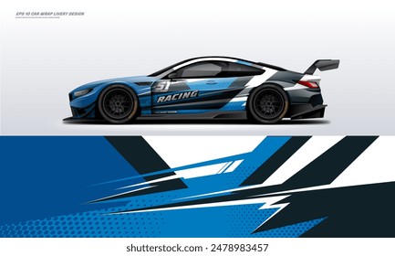 Modern Racing car wrap livery design vector eps 10 decal printable file fit ready print on sedan and hatchback