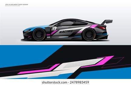 Modern Racing Car Wrap Livery Design Vektorgrafik eps 10 Decal druckbare Datei Fit Ready Print auf Limousine und Heckklappe