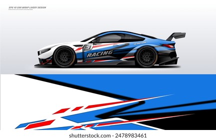 Modern Racing car wrap livery design vector eps 10 decal printable file fit ready print on sedan and hatchback