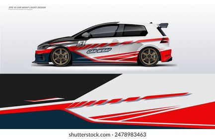 Modern Racing car wrap livery design vector eps 10 decal printable file fit ready print on sedan and hatchback