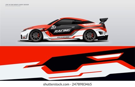 Modern Racing car wrap livery design vector eps 10 decal printable file fit ready print on sedan and hatchback