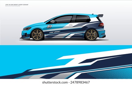 Modern Racing car wrap livery design vector eps 10 decal printable file fit ready print on sedan and hatchback