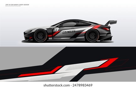 Modern Racing car wrap livery design vector eps 10 decal printable file fit ready print on sedan and hatchback