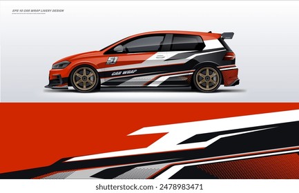 Modern Racing car wrap livery design vector eps 10 decal printable file fit ready print on sedan and hatchback