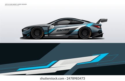 Modern Racing car wrap livery design vector eps 10 decal printable file fit ready print on sedan and hatchback