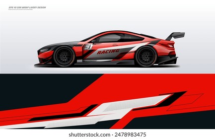 Modern Racing car wrap livery design vector eps 10 decal printable file fit ready print on sedan and hatchback