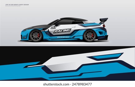 Modern Racing car wrap livery design vector eps 10 decal printable file fit ready print on sedan and hatchback