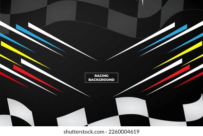 Modern racing design background vector. Trendy racing background template with race flag.