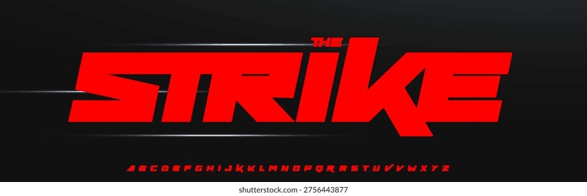 Modern Racing Font Bold Geometric Alphabet Square Letters Set for Dynamic Sport Logo Title Headline. Automotive Typographic Design. Vector typeset.