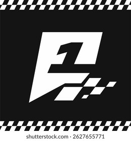 Moderna corrida pódio número 1 ilustração com velocidade bandeira Motif e Checkered design de borda