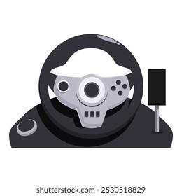 Volante simulador de corrida moderno com alavanca de mudança de marcha, proporcionando experiência de jogo imersiva e realista