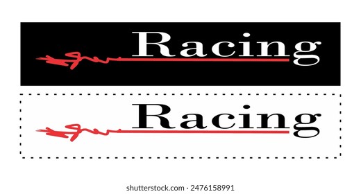 Modern RACING text vector, logo icon, sticker design.