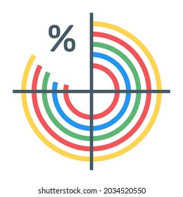 Modern radar chart infographic in flat icon