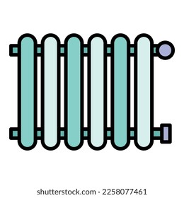 Icono de radiador moderno. Contorno al color del icono del vector del radiador moderno aislado en blanco