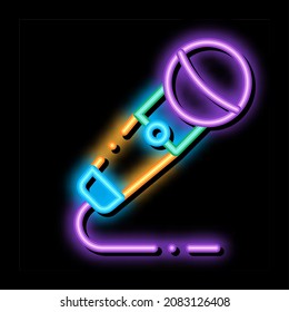 Modern Radio Microphone Device For Singing Neon Light Sign Vector. Glowing Bright Icon Transparent Symbol Illustration