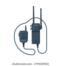Modern Radio Transmitter Device, Police Car Communication Device Flat Vector Illustration