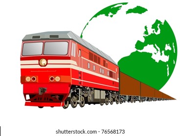 Modern rail against the backdrop of the planet Earth