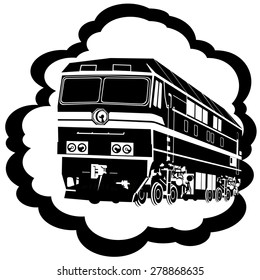 Modern rail transport in an abstract frame. Illustration on white background.