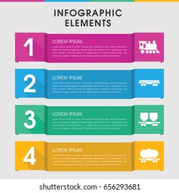 Modern railway infographic template. infographic design with railway icons includes cargo wagon. can be used for presentation, diagram, annual report, web design.