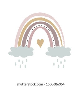 Modern Rainbow,  children illustration for nursery, baby shower, poster, clothing or post card
