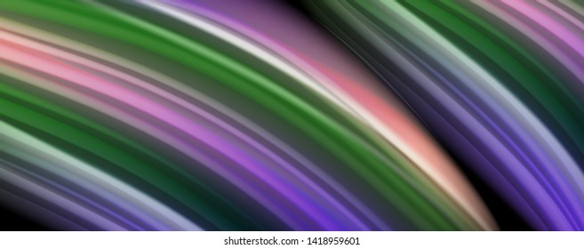Afiche colorido de color líquido de arcoiris moderno. Forma líquida ondulada en color negro. Composición abstracta