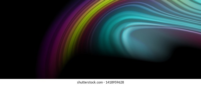 Modern rainbow liquid color flow colorful poster. Wave Liquid shape in black color background. Abstract composition
