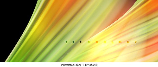 Modern rainbow liquid color flow colorful poster. Wave Liquid shape in black color background. Abstract composition