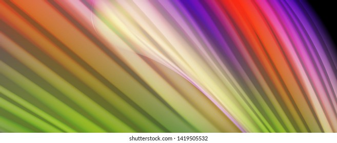 Afiche colorido de color líquido de arcoiris moderno. Forma líquida ondulada en color negro. Composición abstracta