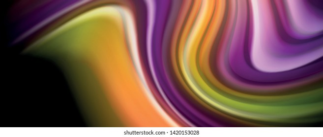 Modern rainbow liquid color flow colorful poster. Wave Liquid shape in black color background. Abstract composition