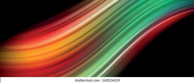 Afiche colorido de color líquido de arcoiris moderno. Forma líquida ondulada en color negro. Composición abstracta