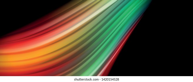 Modern rainbow liquid color flow colorful poster. Wave Liquid shape in black color background. Abstract composition