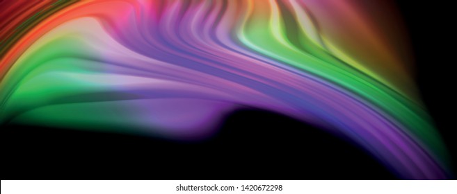 Modern rainbow liquid color flow colorful poster. Wave Liquid shape in black color background. Abstract composition