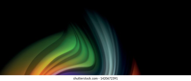 Afiche colorido de color líquido de arcoiris moderno. Forma líquida ondulada en color negro. Composición abstracta