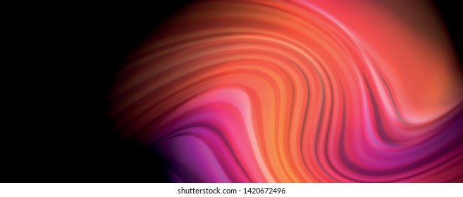 Modern rainbow liquid color flow colorful poster. Wave Liquid shape in black color background. Abstract composition