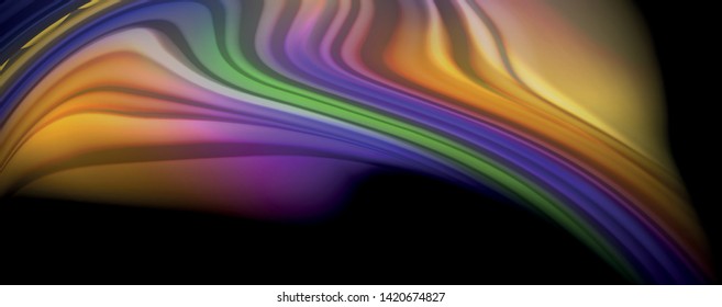 Afiche colorido de color líquido de arcoiris moderno. Forma líquida ondulada en color negro. Composición abstracta