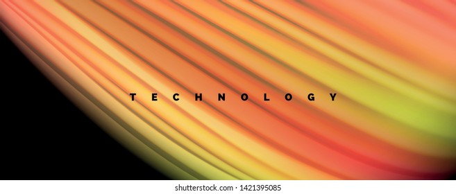 Modern rainbow liquid color flow colorful poster. Wave Liquid shape in black color background. Abstract composition