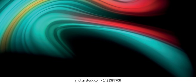 Afiche colorido de color líquido de arcoiris moderno. Forma líquida ondulada en color negro. Composición abstracta