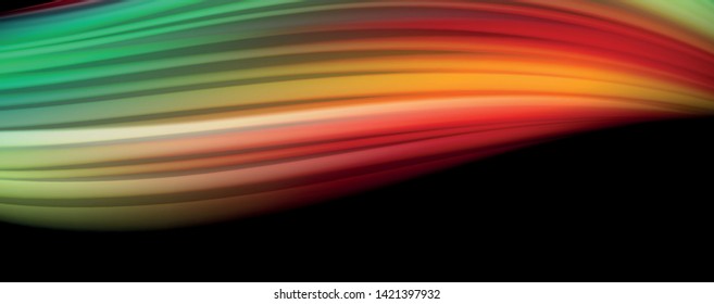 Moderno arco-íris líquido cor fluir cartaz colorido. Forma de Líquido de Onda em fundo preto. Composição abstrata