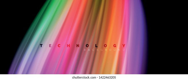 Modern rainbow liquid color flow colorful poster. Wave Liquid shape in black color background. Abstract composition