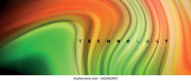 Modern rainbow liquid color flow colorful poster. Wave Liquid shape in black color background. Abstract composition