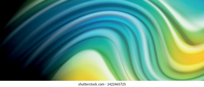 Afiche colorido de color líquido de arcoiris moderno. Forma líquida ondulada en color negro. Composición abstracta