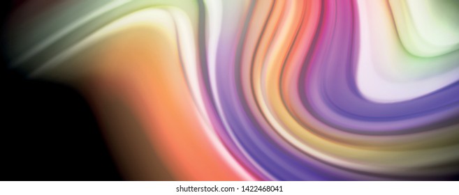 Moderne Regenbogen Flüssigkeit Farbe fließt bunt Poster. Wave Liquid Form auf schwarzem Hintergrund. Abstrakte Komposition