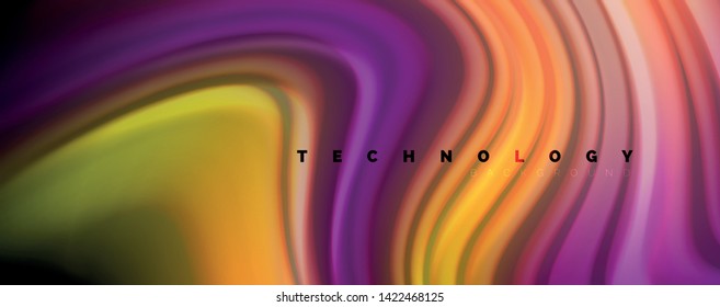 Afiche colorido de color líquido de arcoiris moderno. Forma líquida ondulada en color negro. Composición abstracta