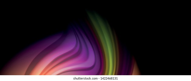 Afiche colorido de color líquido de arcoiris moderno. Forma líquida ondulada en color negro. Composición abstracta