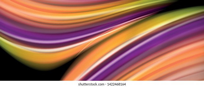 Afiche colorido de color líquido de arcoiris moderno. Forma líquida ondulada en color negro. Composición abstracta